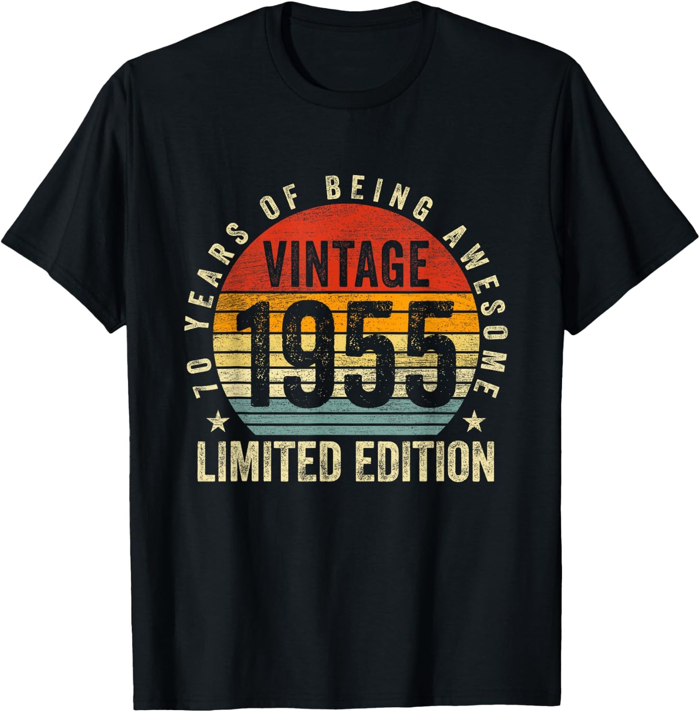 70 Years Old Vintage 1955 Born In 1955 70th Birthday Gifts T-Shirt - T-Shirt | Black