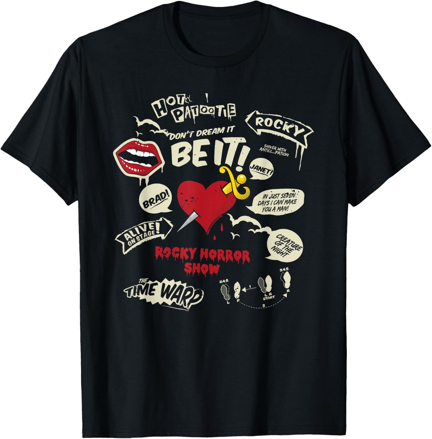 Rocky Horror Show Icons And Quotes T-Shirt - T-Shirt | Black