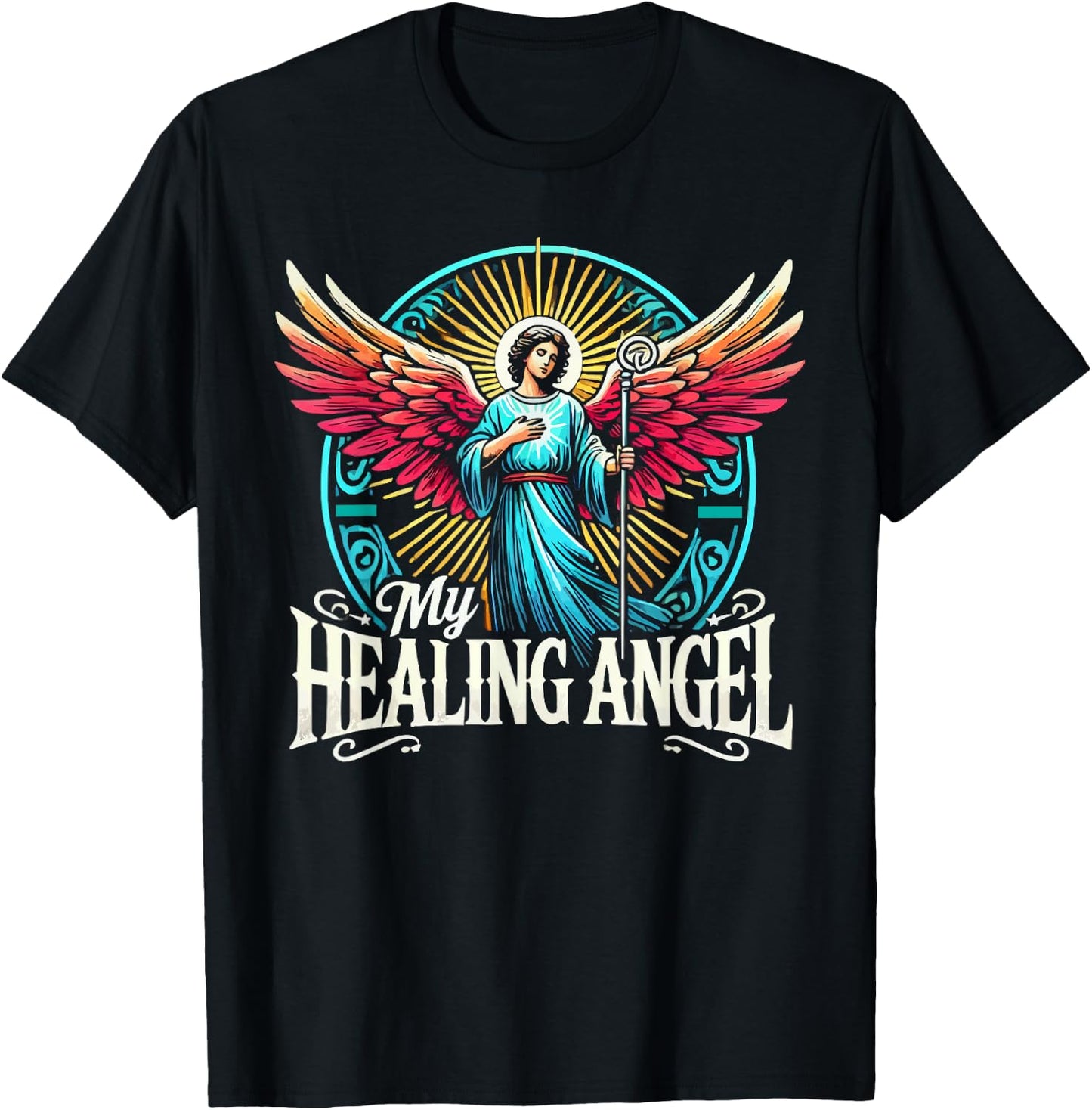 Archangel Raphael Catholic Christianity Guardian Angel T-Shirt - T-Shirt | Black