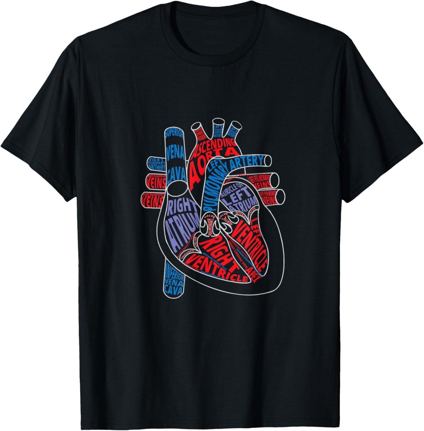 Parts of Heart Anatomical Heart Gift Cardiologist T-Shirt - T-Shirt | Black