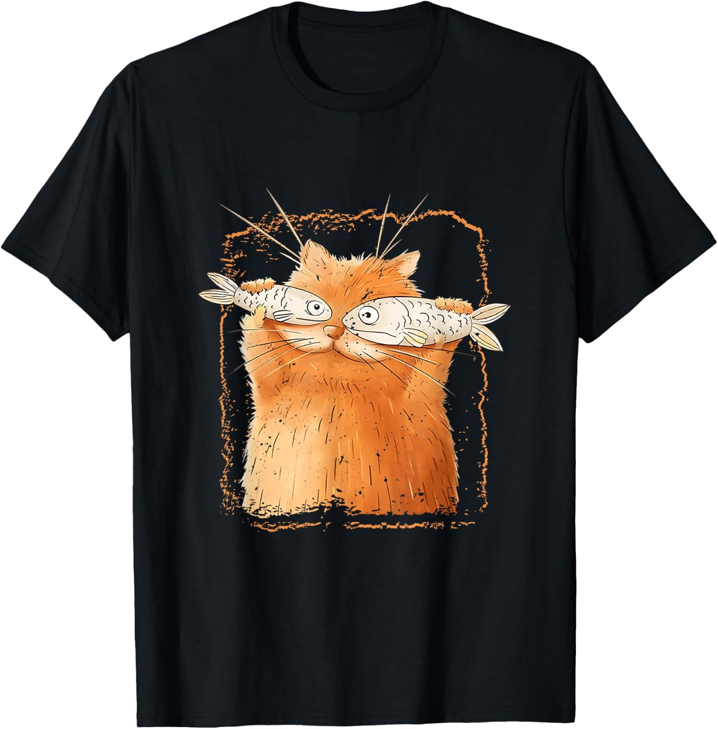 Cat With Fisheyes Kitten Funny Parody Cat Lover Cartoon T-Shirt - T-Shirt | Black