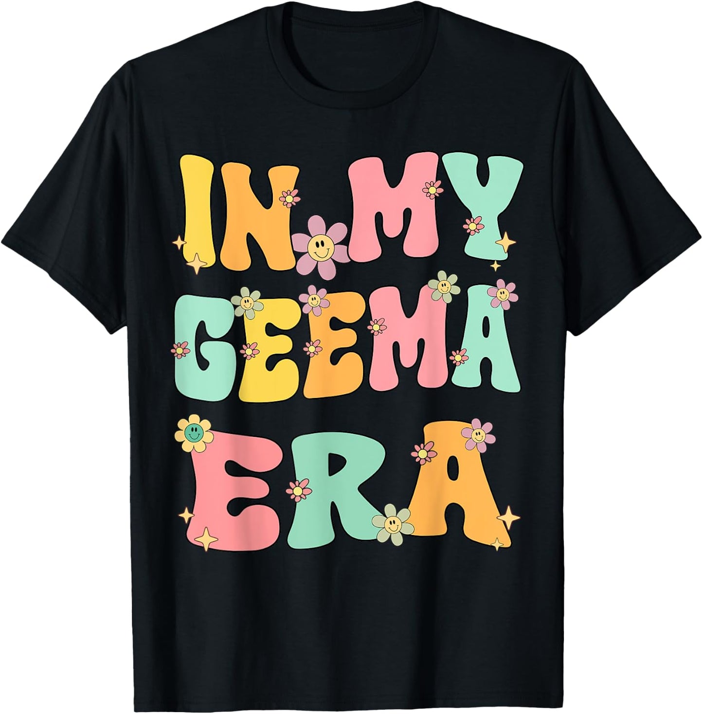 In My Geema Era Retro Groovy Geema Grandma Mothers day Cute T-Shirt - T-Shirt | Black