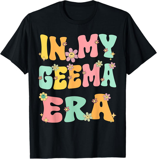 In My Geema Era Retro Groovy Geema Grandma Mothers day Cute T-Shirt - T-Shirt | Black
