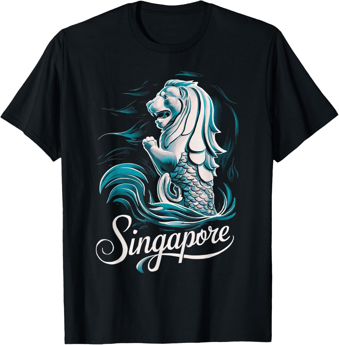 Beautiful Singapore Asia Travel Souvenir Merlion Lion T-Shirt - T-Shirt | Black