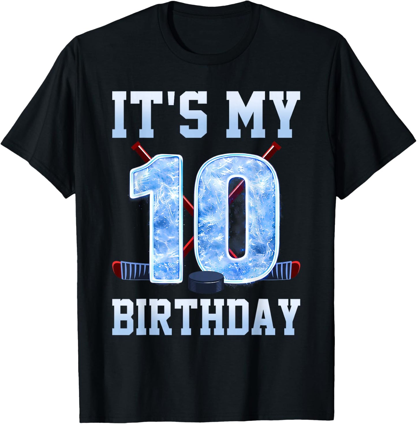 It's My 10th Birthday Ice Hockey 10 Years Bday Boy Kids T-Shirt - T-Shirt | Black