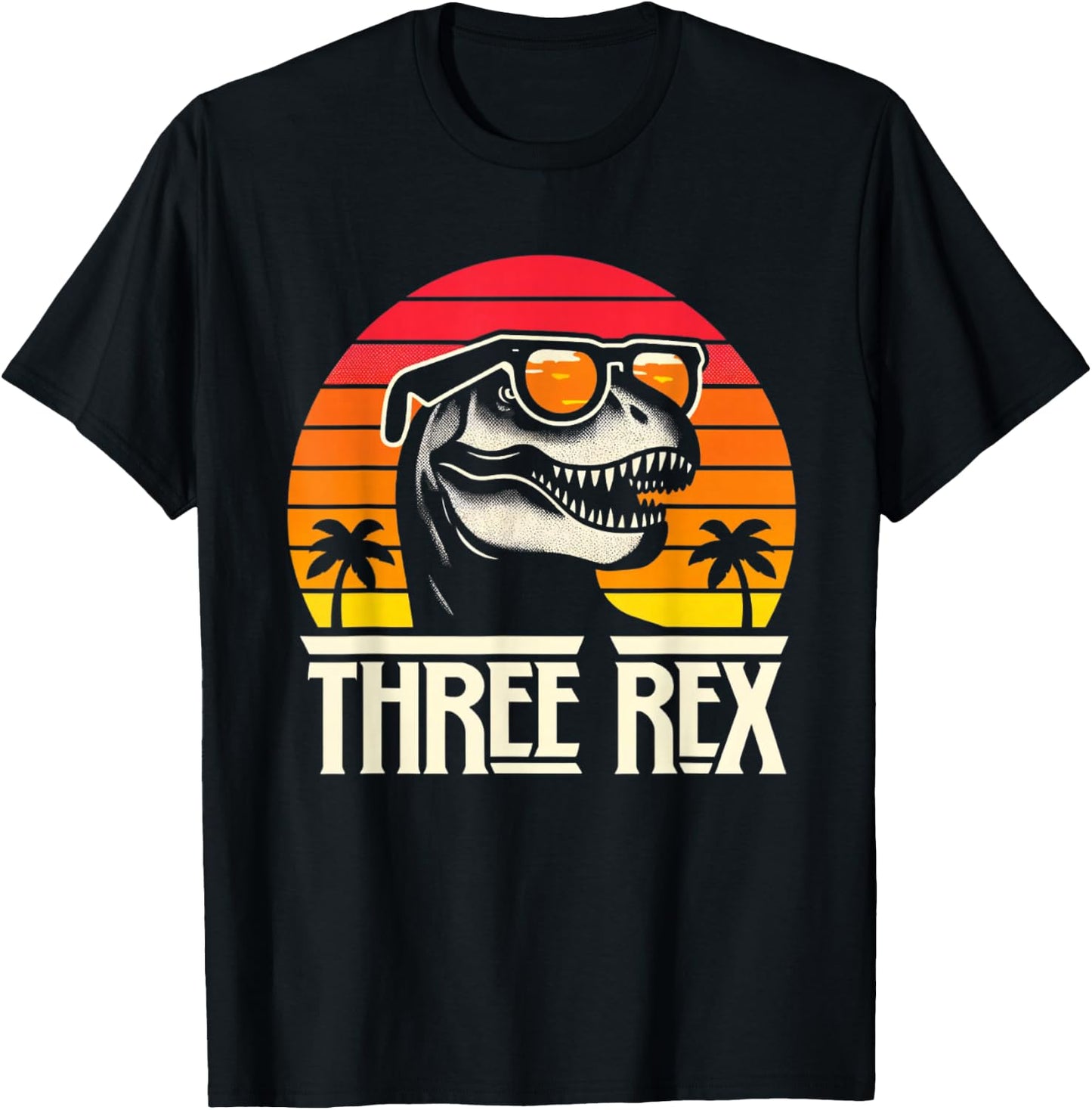 Three Rex 3rd Birthday T Rex Dinosaur Third Bday 3 Year Old T-Shirt - T-Shirt | Black