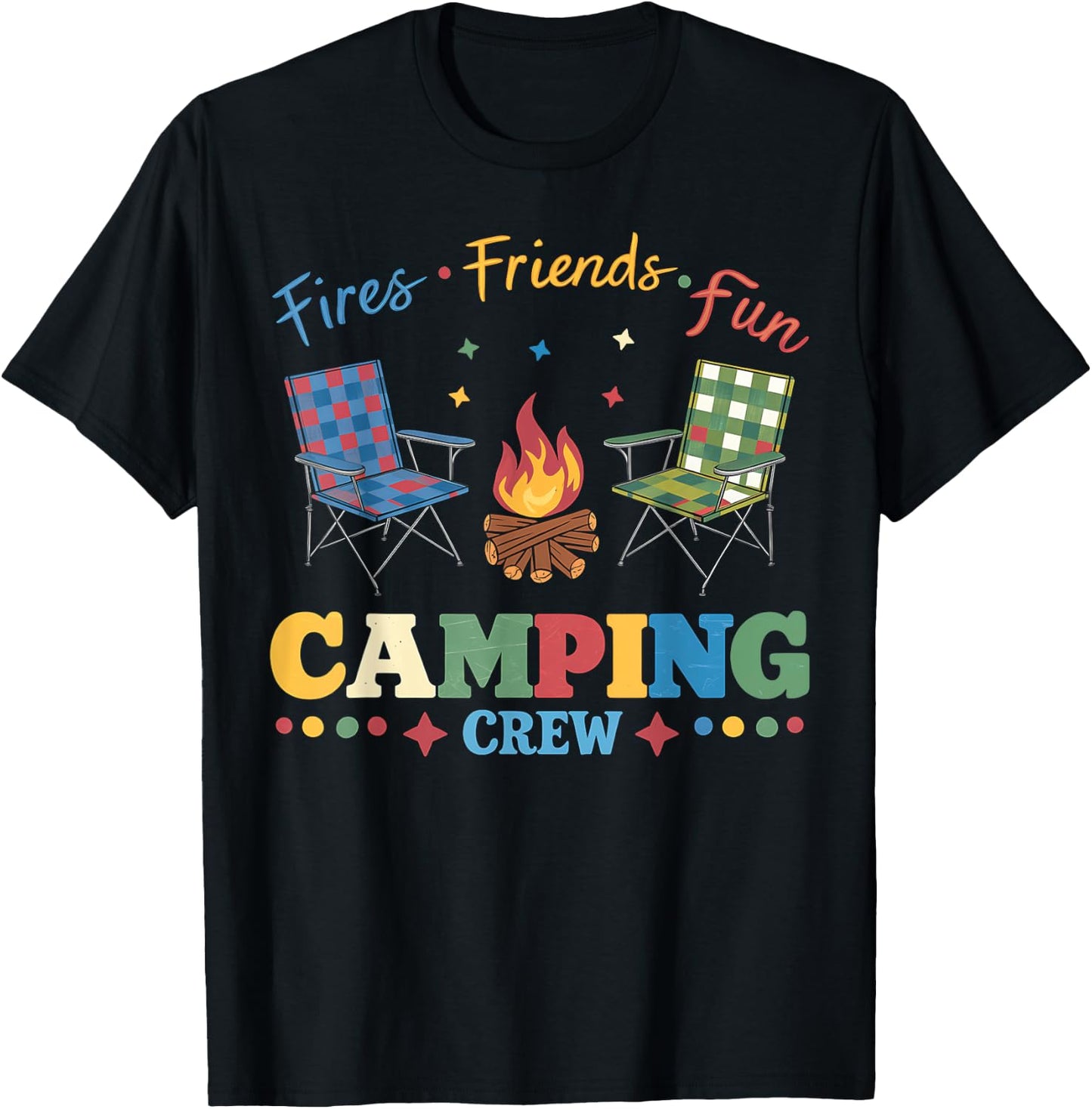 Camping Crew Family Friends Girls Kids Summer Vibes Camper T-Shirt - T-Shirt | Black