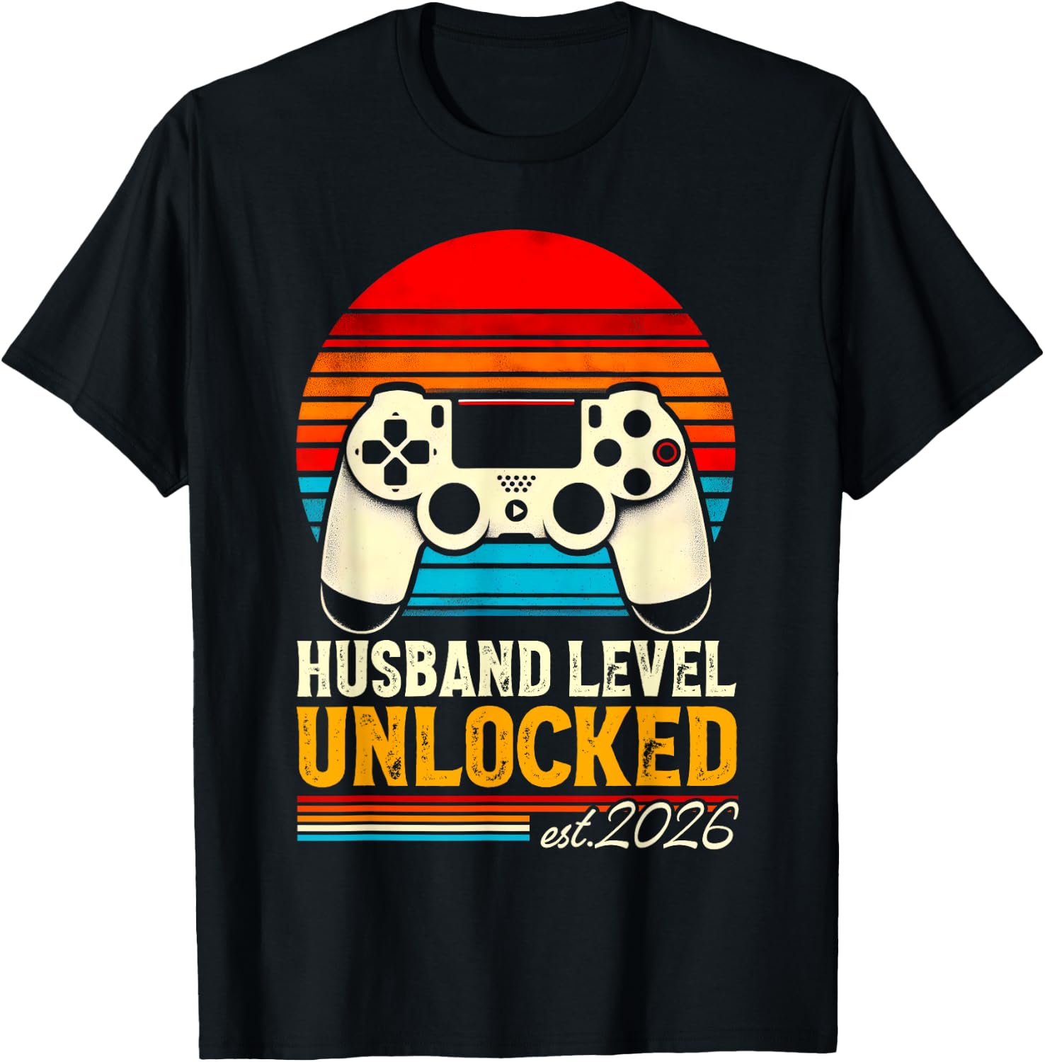 Leveled Up To Husband 2026 Promoted Husband Level Unlocked T-Shirt - T-Shirt | Black