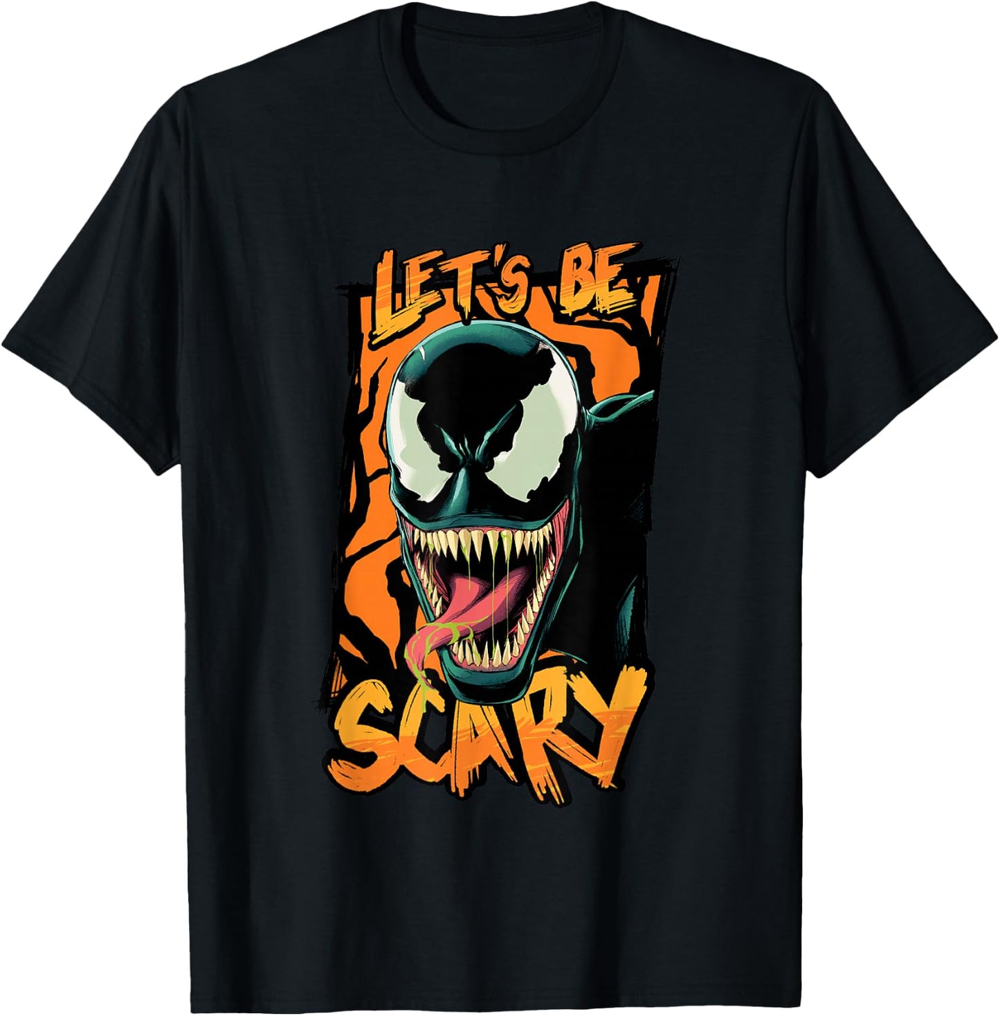 Marvel Classic Halloween Let's Be Scary Venom Portrait T-Shirt - T-Shirt | Black