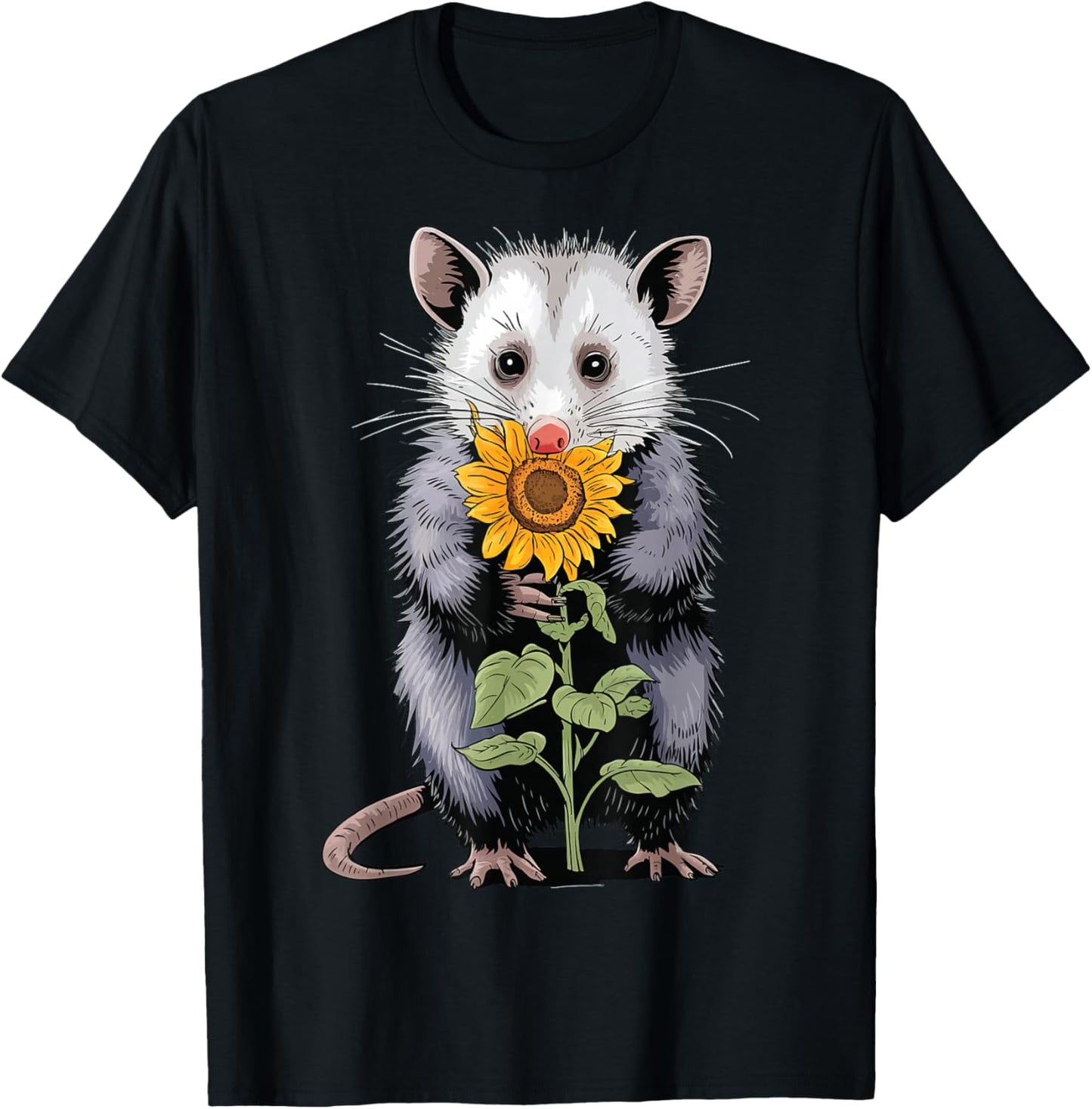Opossum Sunflower T-Shirt - T-Shirt | Black