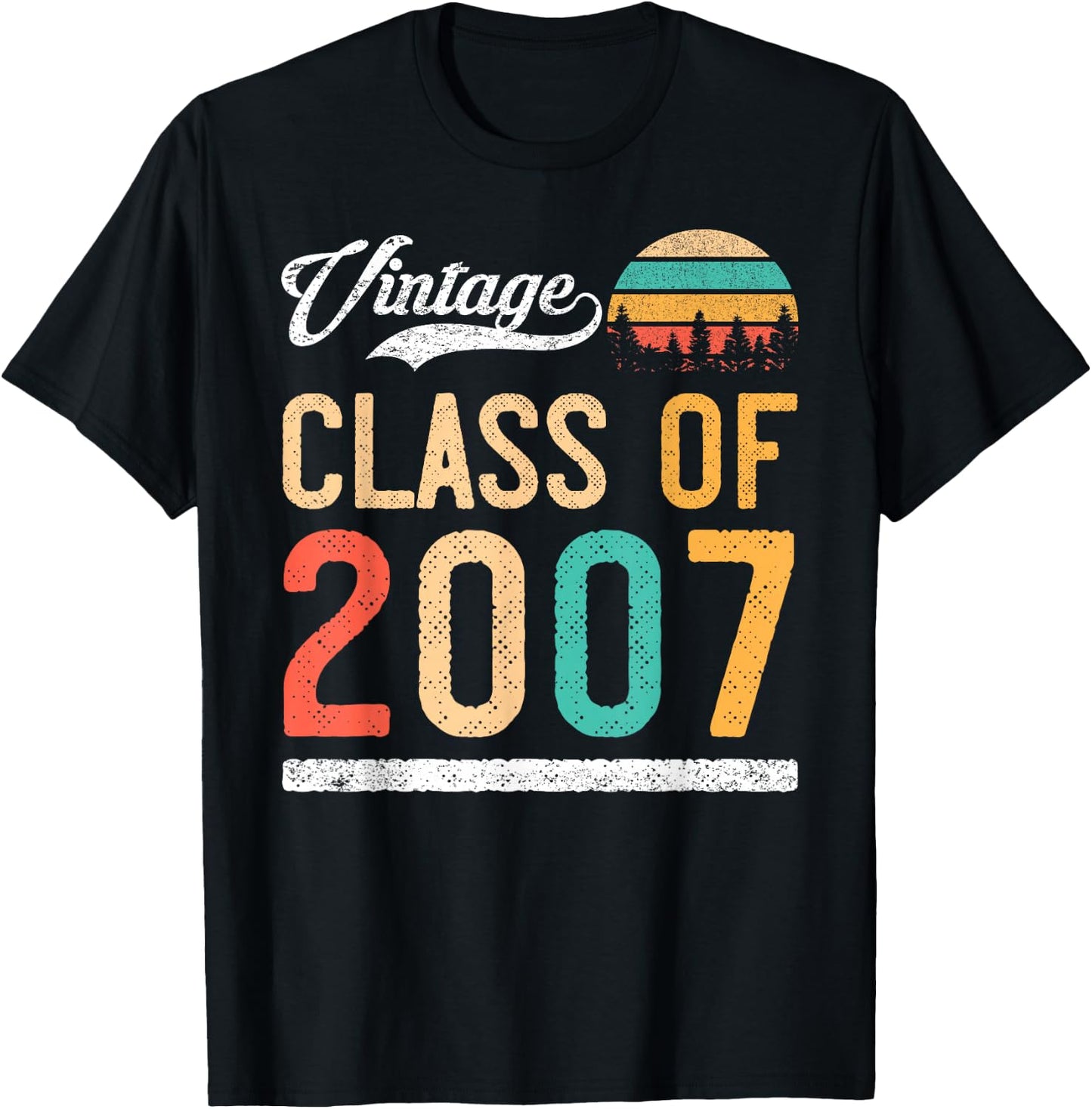 Vintage Class of 2007 High School or College Graduation T-Shirt - T-Shirt | Black