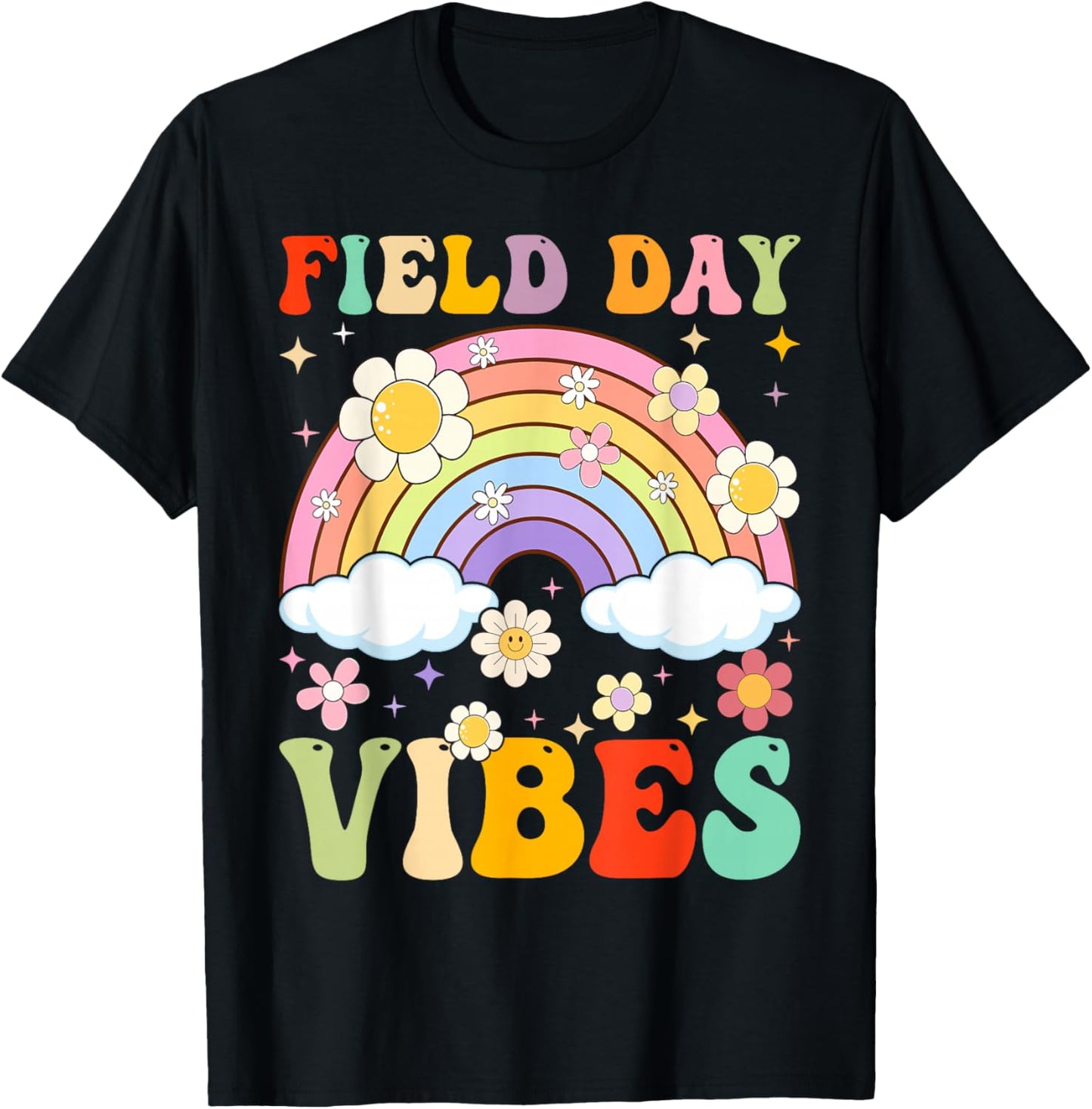 Field Day Vibes Funny For Teacher Kids Happy Field Day T-Shirt - T-Shirt | Black