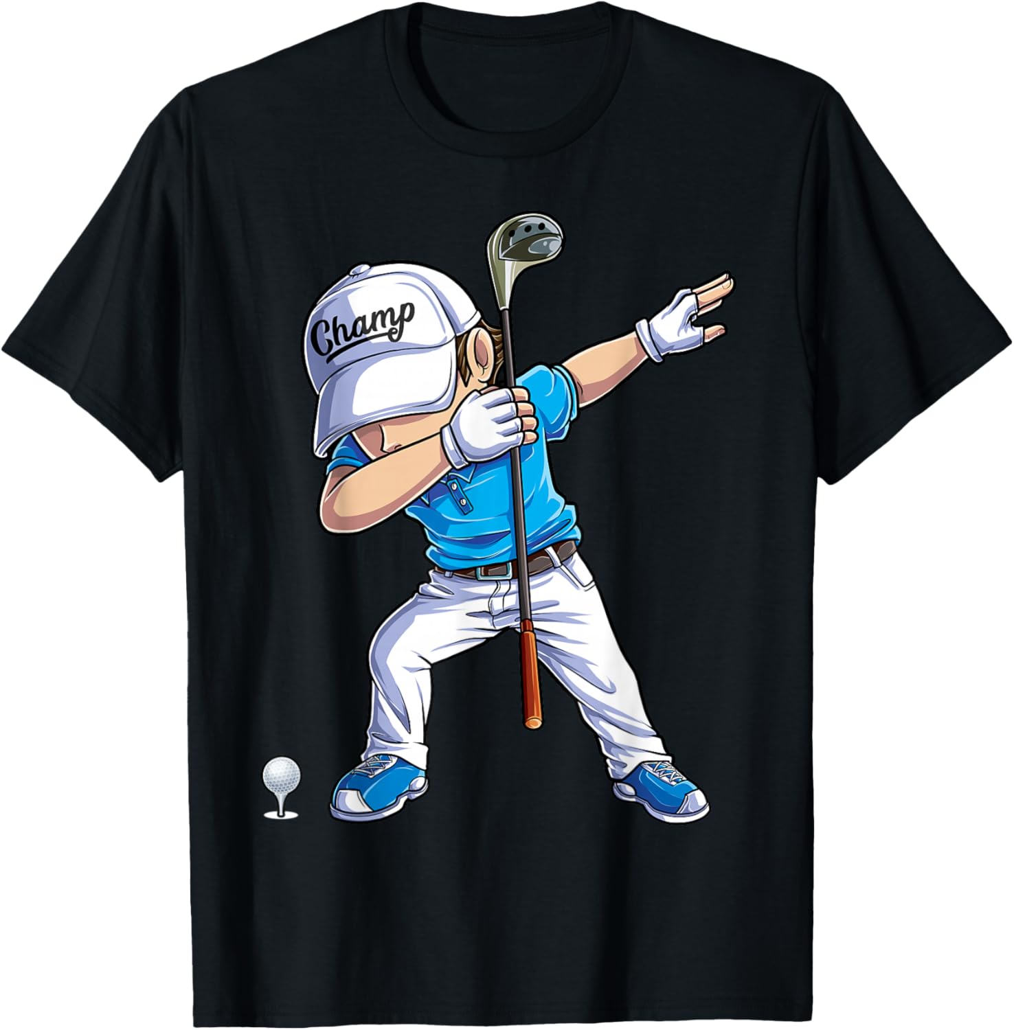 Dabbing Golf Player Golfer Golfing Funny Kids Boys Dab Dance T-Shirt - T-Shirt | Black