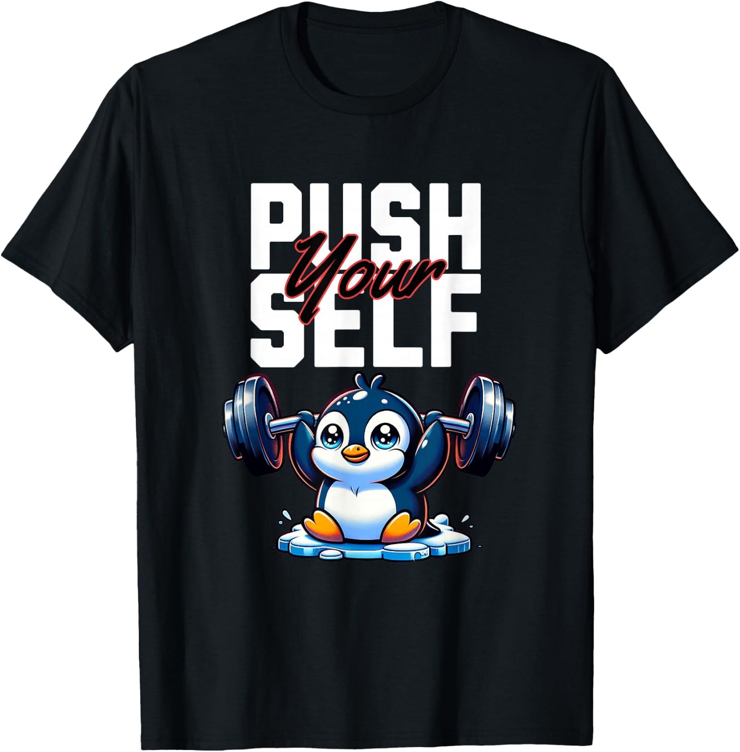 Funny Penguin Fitness Zoo Weightlifting- Penguin Lovers T-Shirt - T-Shirt | Black