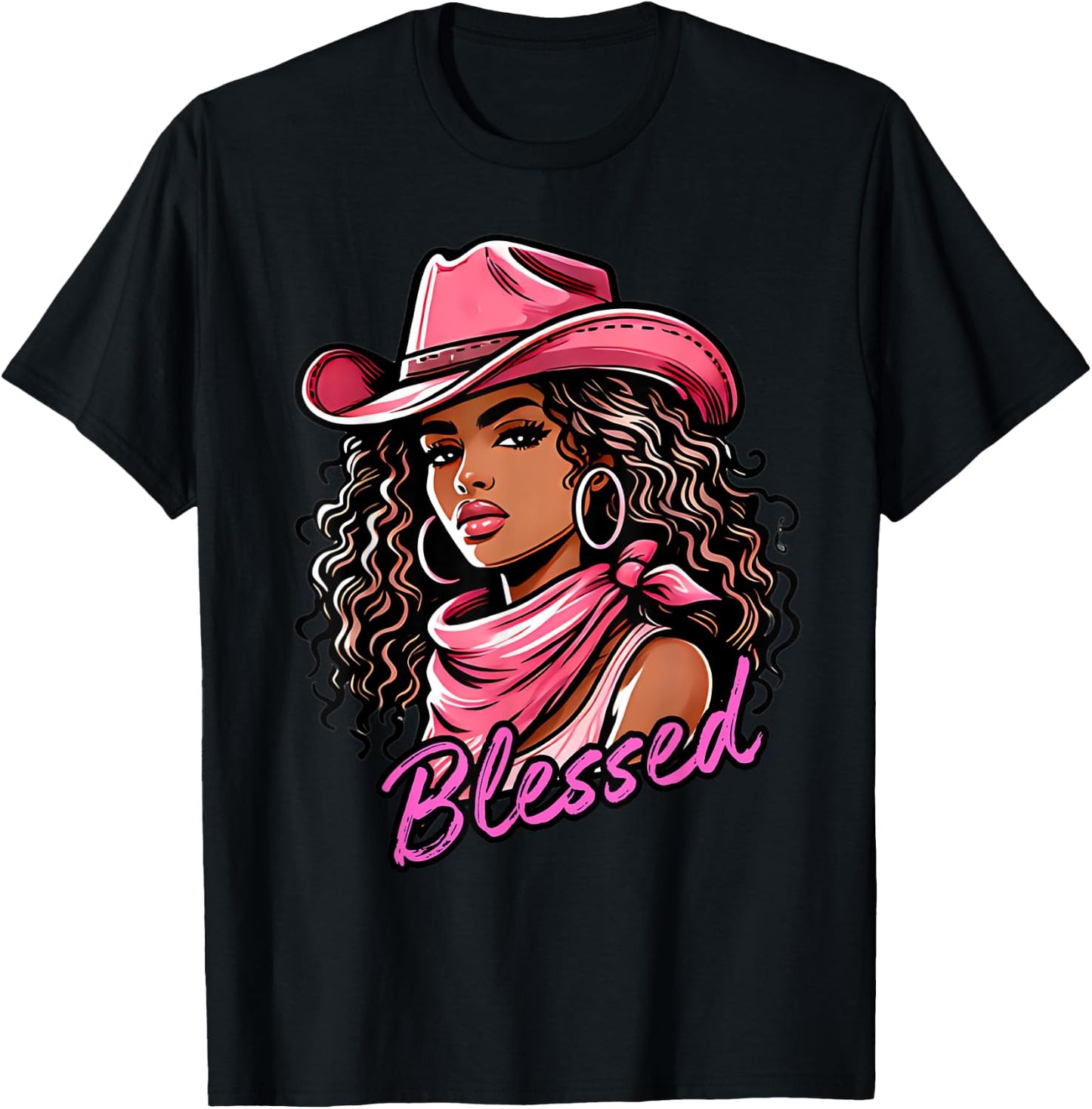 Blessed Black Cowgirl Western Swag African Christian Woman T-Shirt - T-Shirt | Black