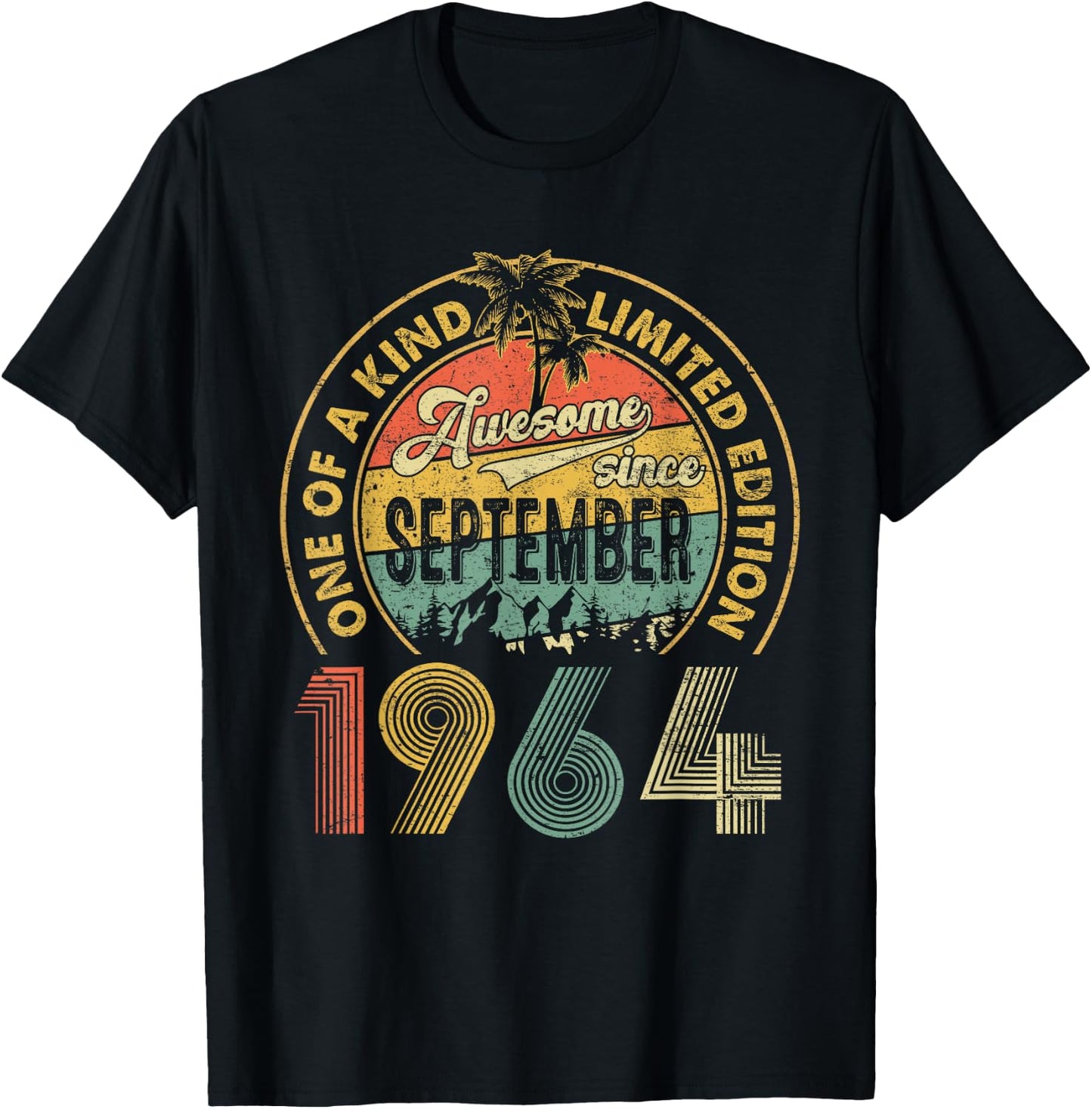 60 Years Old Vintage Retro September 1964 Birthday Men Women T-Shirt - T-Shirt | Black