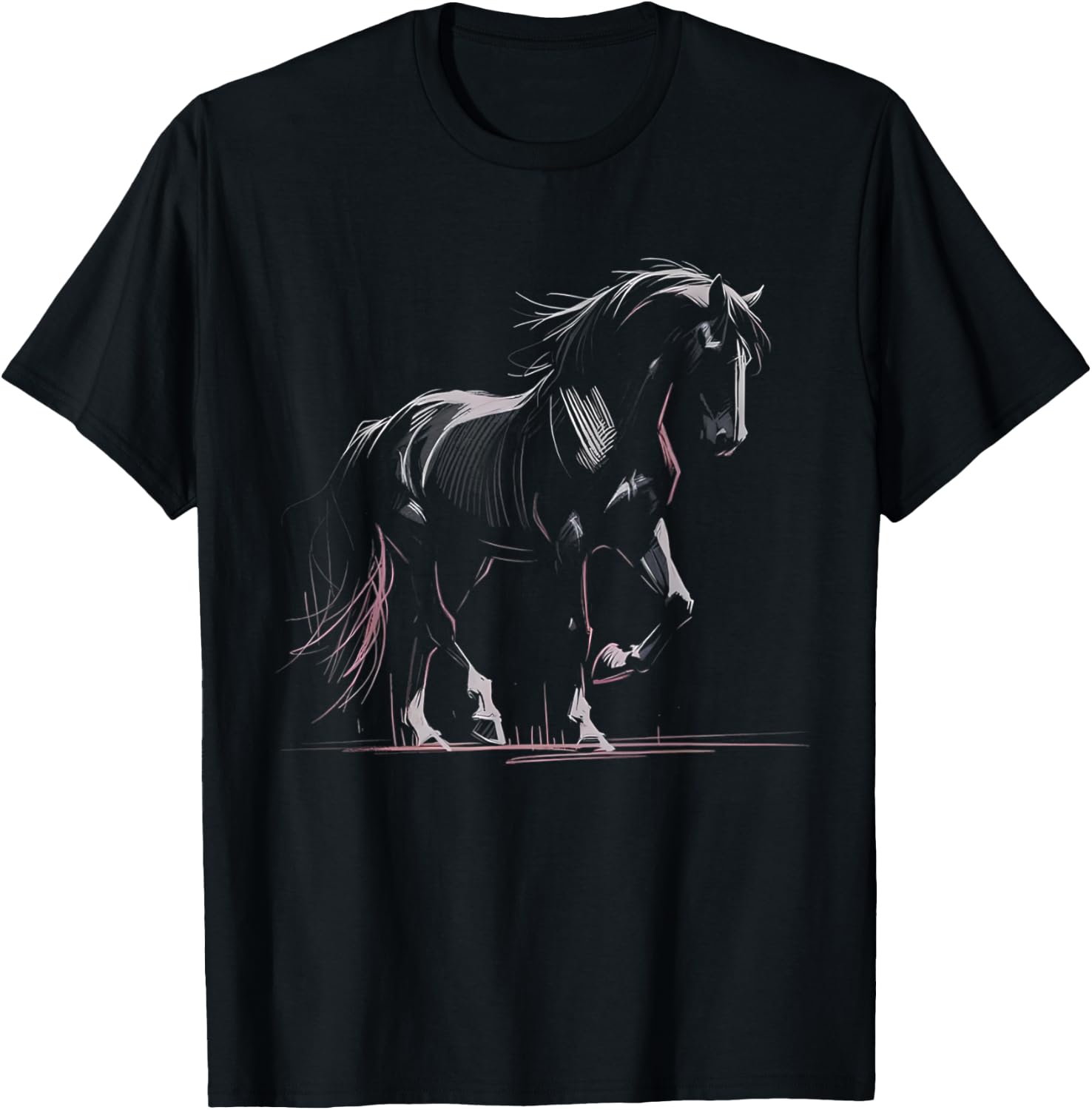 Horse Silhouette Graphic Art Design Black Horses Lover Gifts T-Shirt - T-Shirt | Black