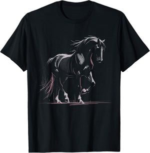 Horse Silhouette Graphic Art Design Black Horses Lover Gifts T-Shirt - T-Shirt | Black