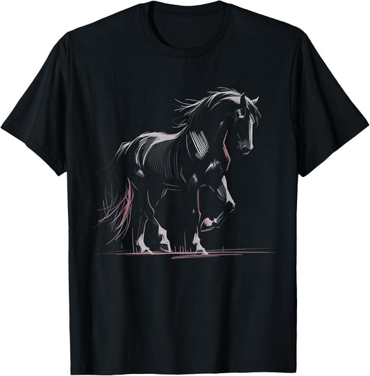 Horse Silhouette Graphic Art Design Black Horses Lover Gifts T-Shirt - T-Shirt | Black