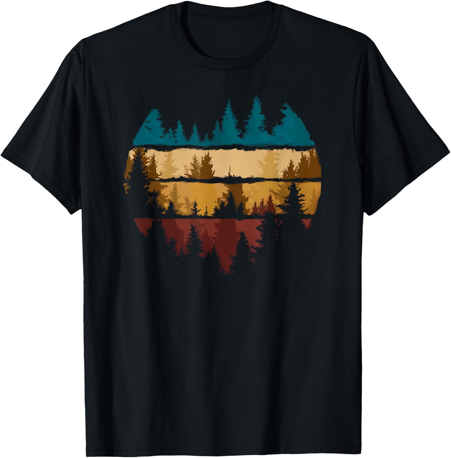 Trees Nature Mountains Adventure Outdoor Wildlife Forest T-Shirt - T-Shirt | Black