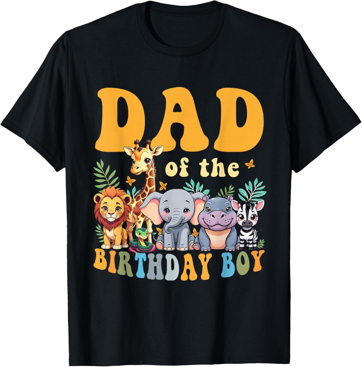 Dad of the Birthday Boy Kids Safari Jungle Animal Matching T-Shirt - T-Shirt | Black