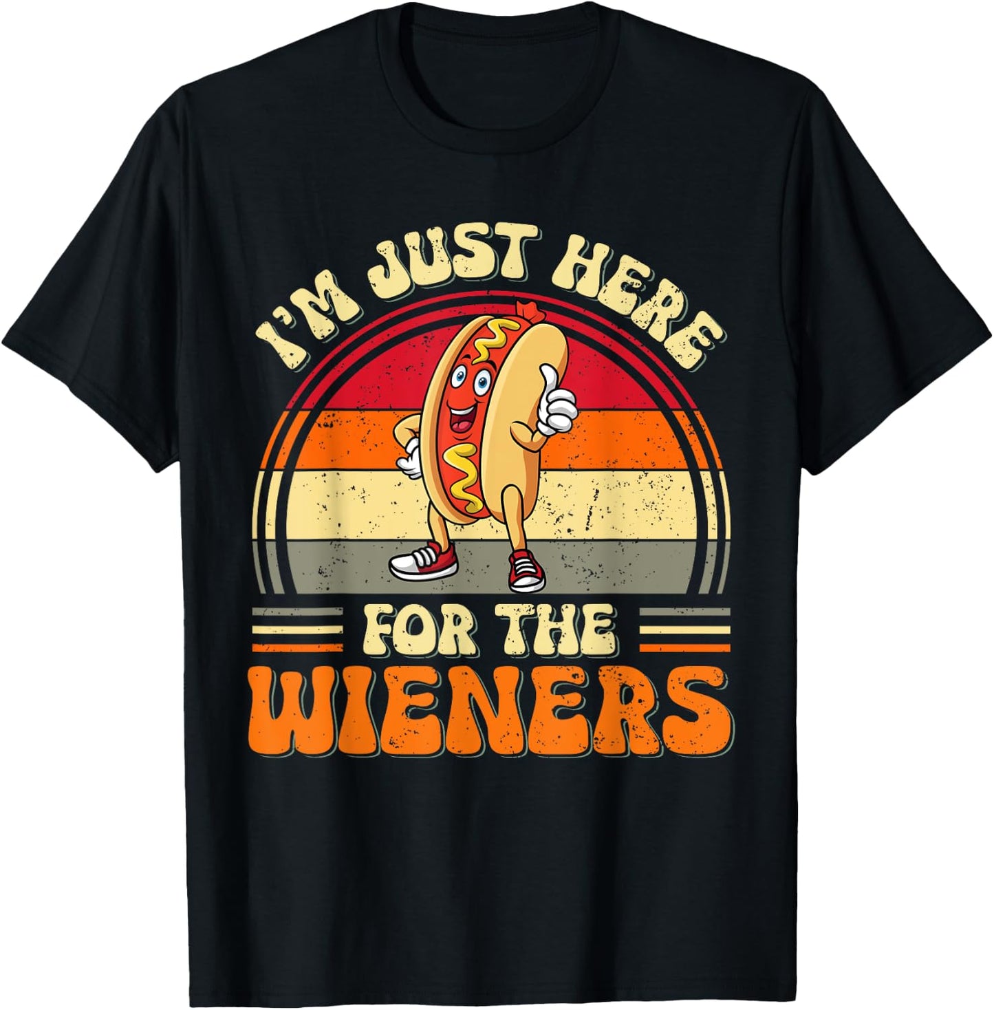 I'm Just Here For The Wieners Funny Wieners Hotdog For Kids T-Shirt - T-Shirt | Black
