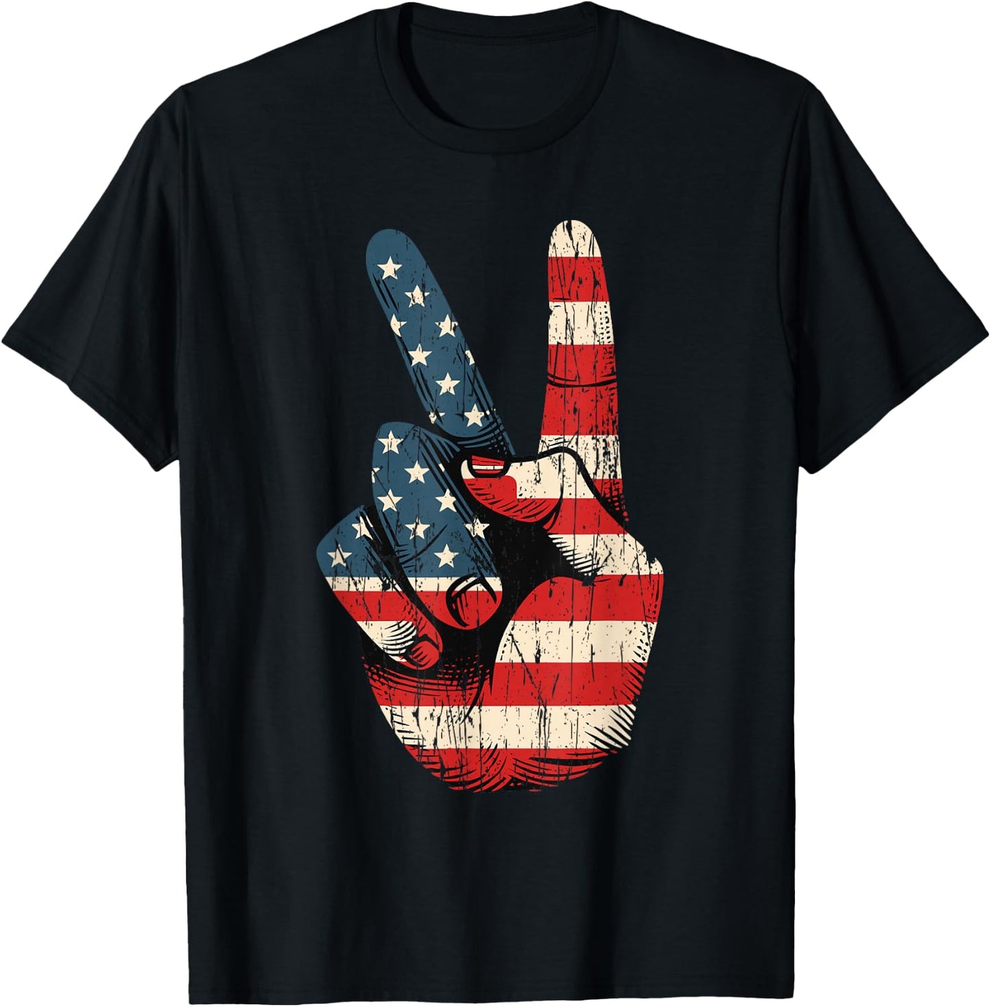 Retro Peace Sign Vintage 60's 70's Hippie T-Shirt - T-Shirt | Black