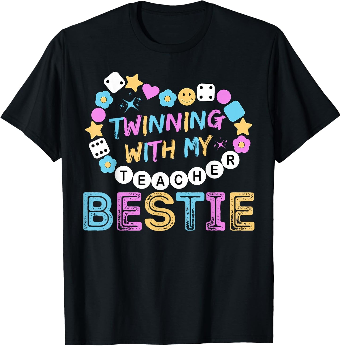 Twin Day Friends Teacher Twinning with My Bestie Matching T-Shirt - T-Shirt | Black