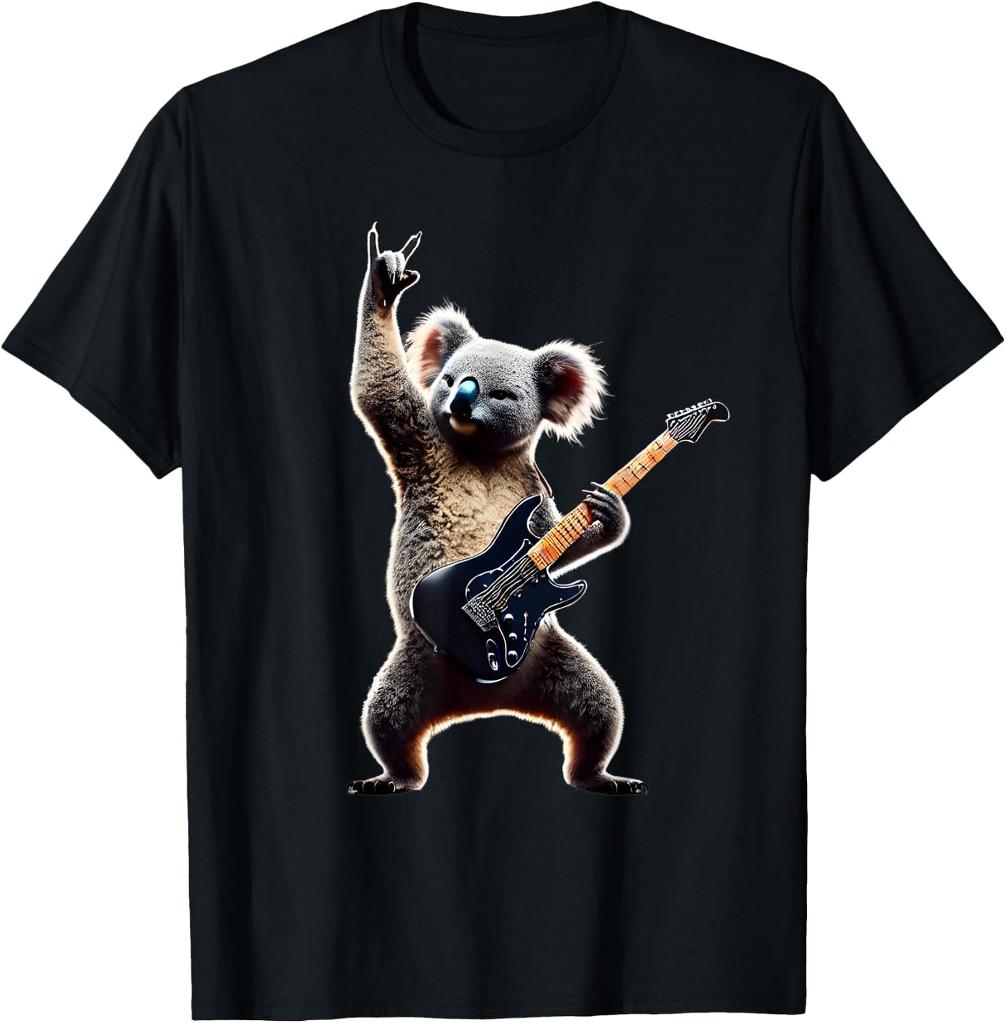 Rock Koala With Electric Guitar Music Koalas T-Shirt - T-Shirt | Black