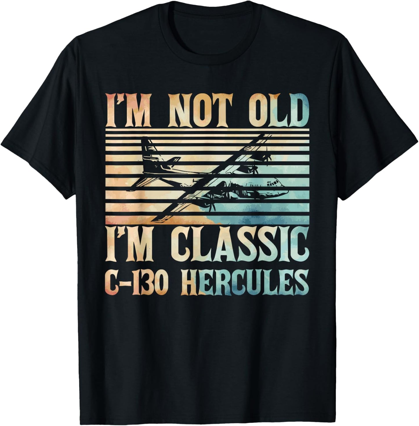C-130 Hercules American USA Military Airplane T-Shirt - T-Shirt | Black