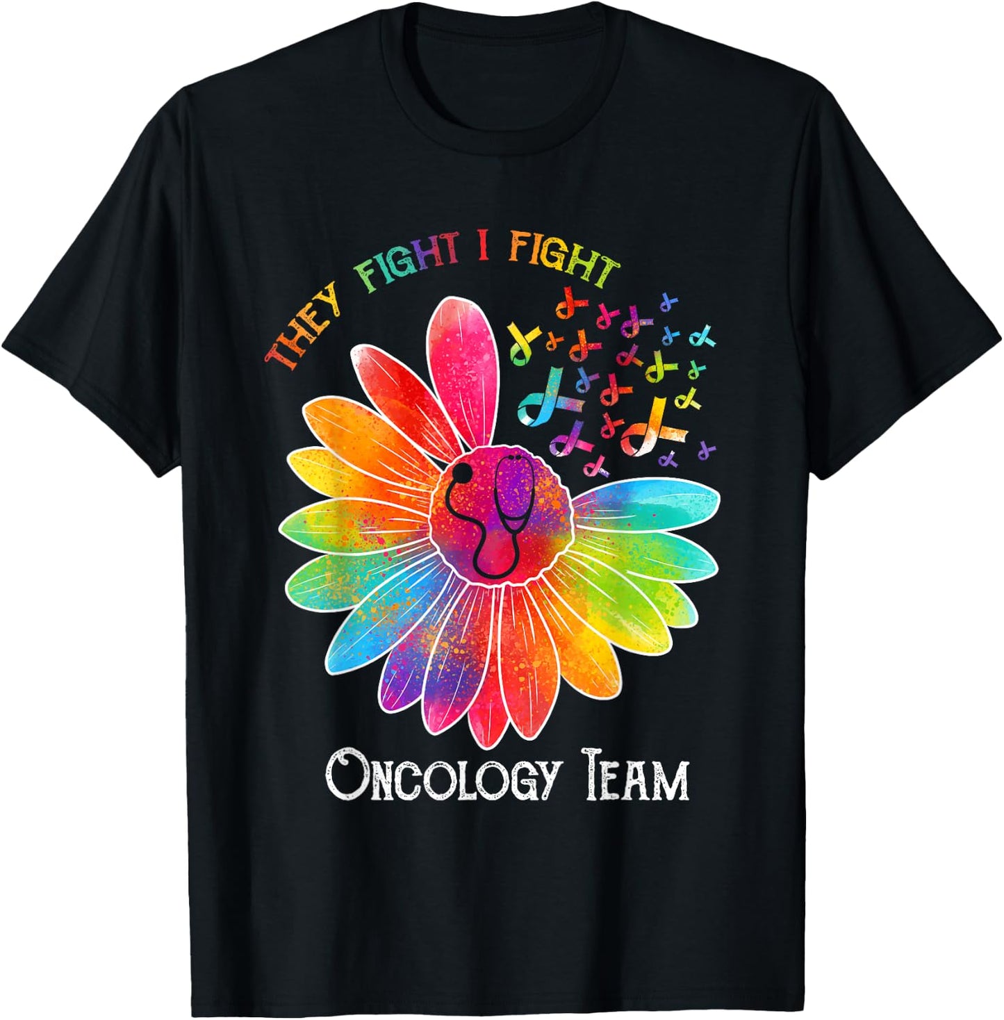 Oncology Team Nurse OCN Nursing Oncologist Sunflower T-Shirt - T-Shirt | Black
