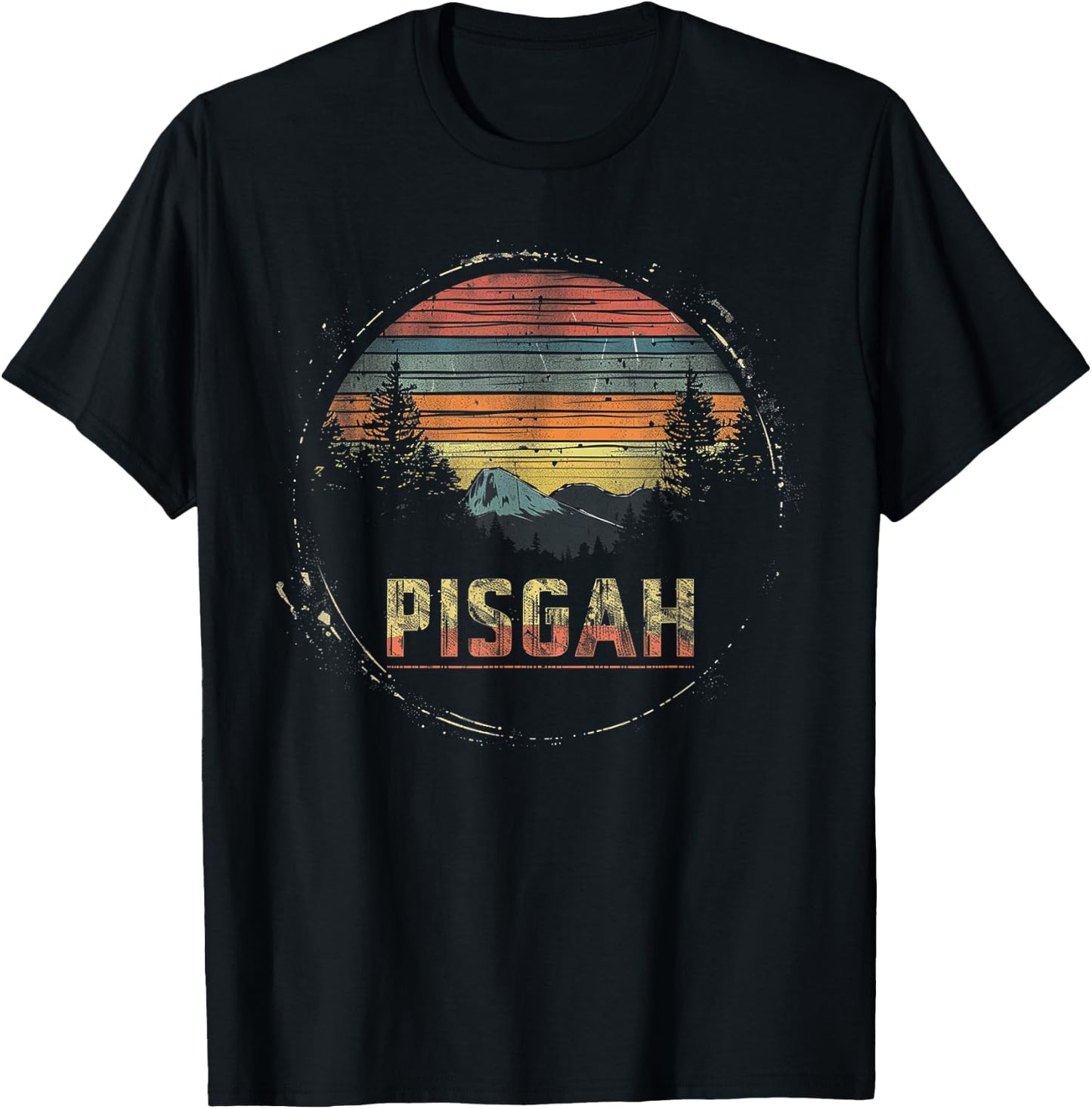 Pisgah -US National Park Forest Vintage Men Women Kids Retro T-Shirt - T-Shirt | Black