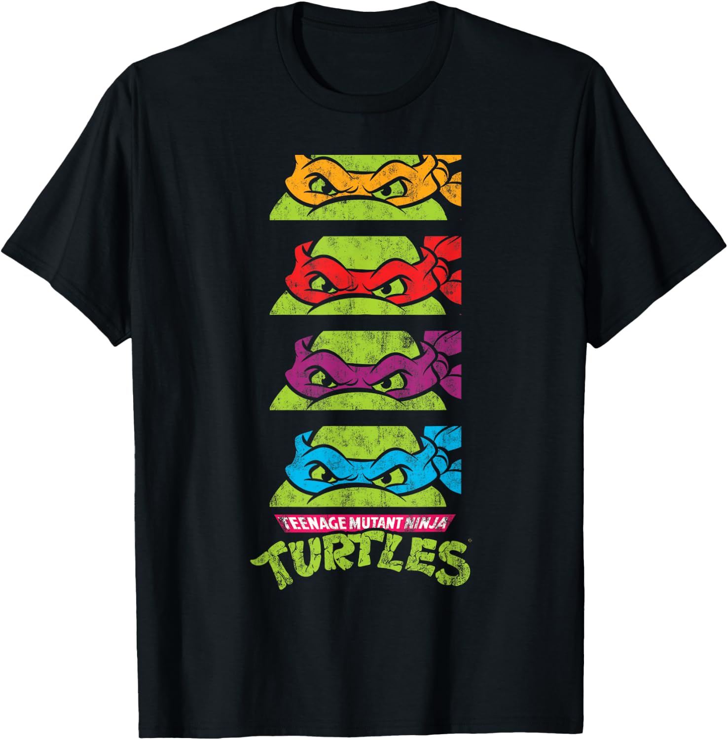 Teenage Mutant Ninja Turtles Paneled Faces T-Shirt - T-Shirt | Black