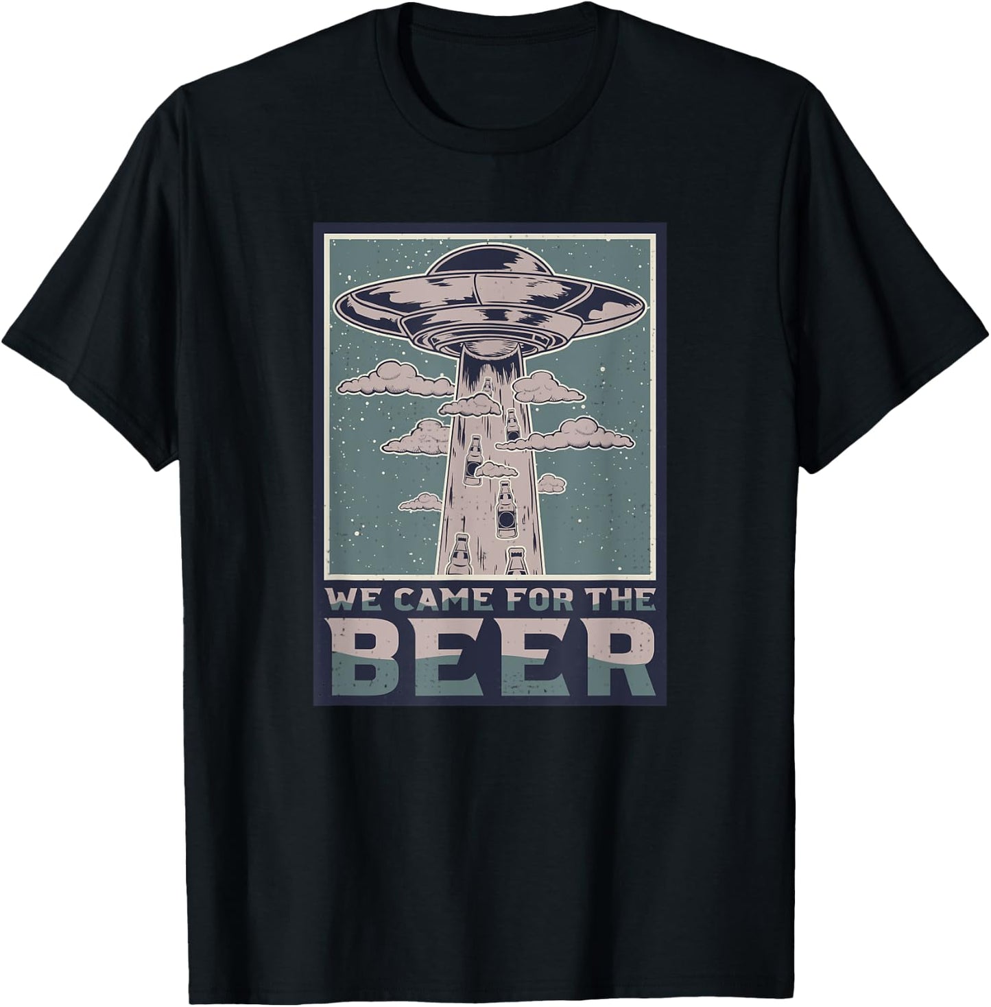 Ufo Abduction Beer Lovers Funny Alien Spacecraft T-Shirt - T-Shirt | Black