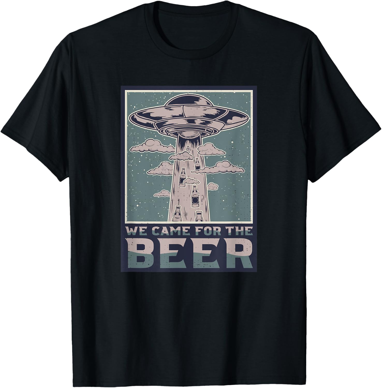 Ufo Abduction Beer Lovers Funny Alien Spacecraft T-Shirt - T-Shirt | Black