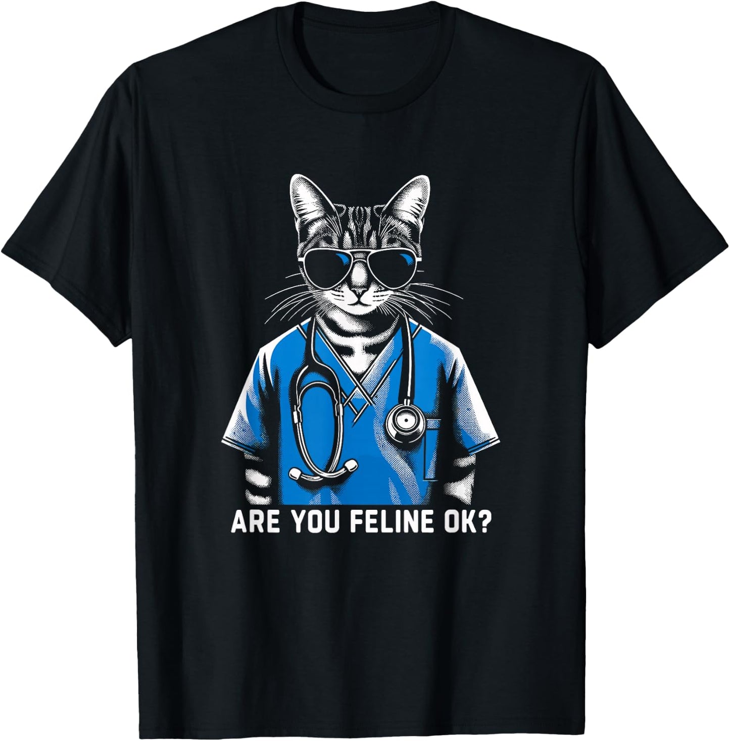Retro Cat Nurse Gifts Nurse Week Gifts Men Women Funny Nurse T-Shirt - T-Shirt | Black