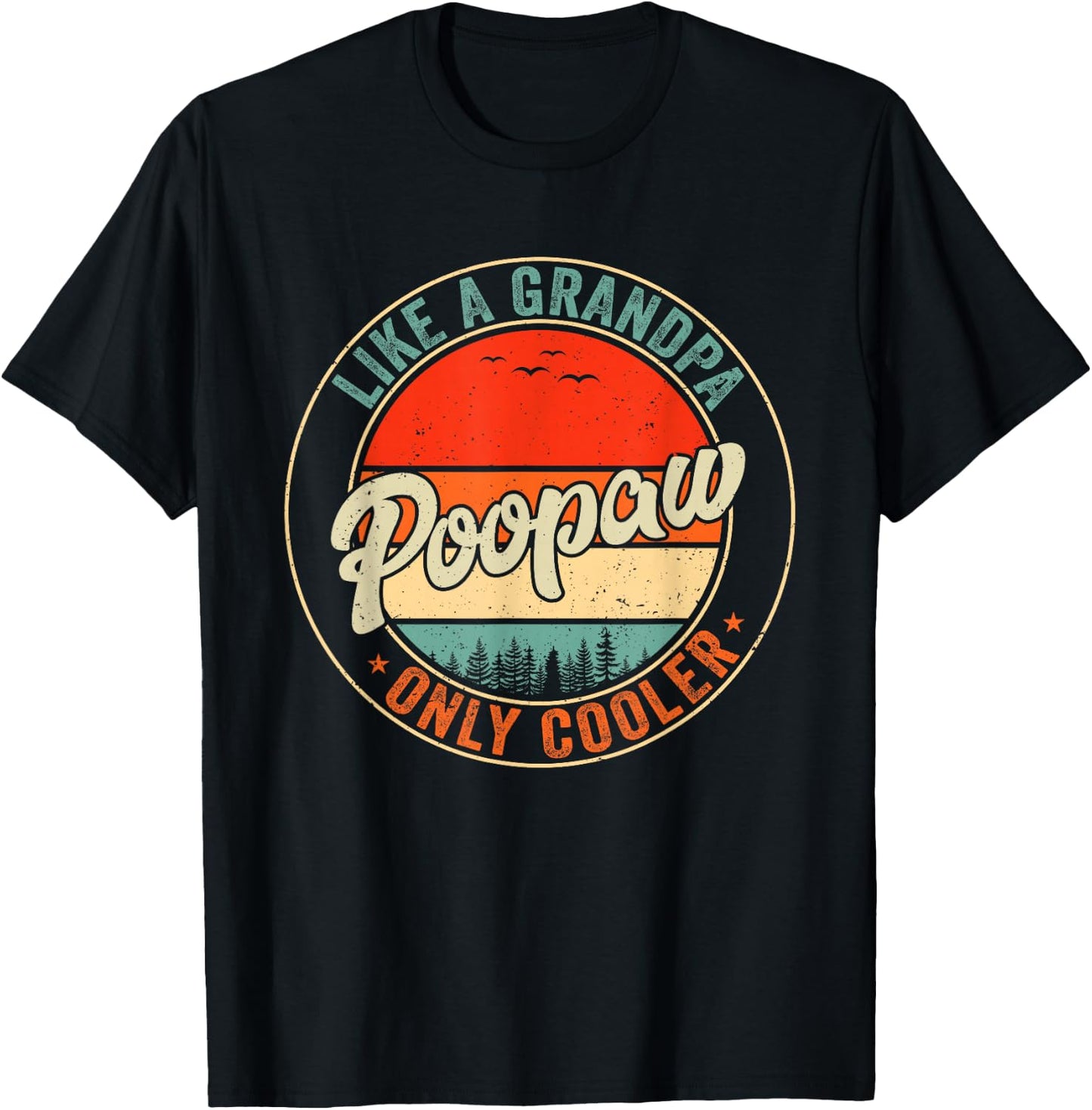 Poopaw Like A Grandpa Only Cooler Retro Father's Day Men T-Shirt - T-Shirt | Black
