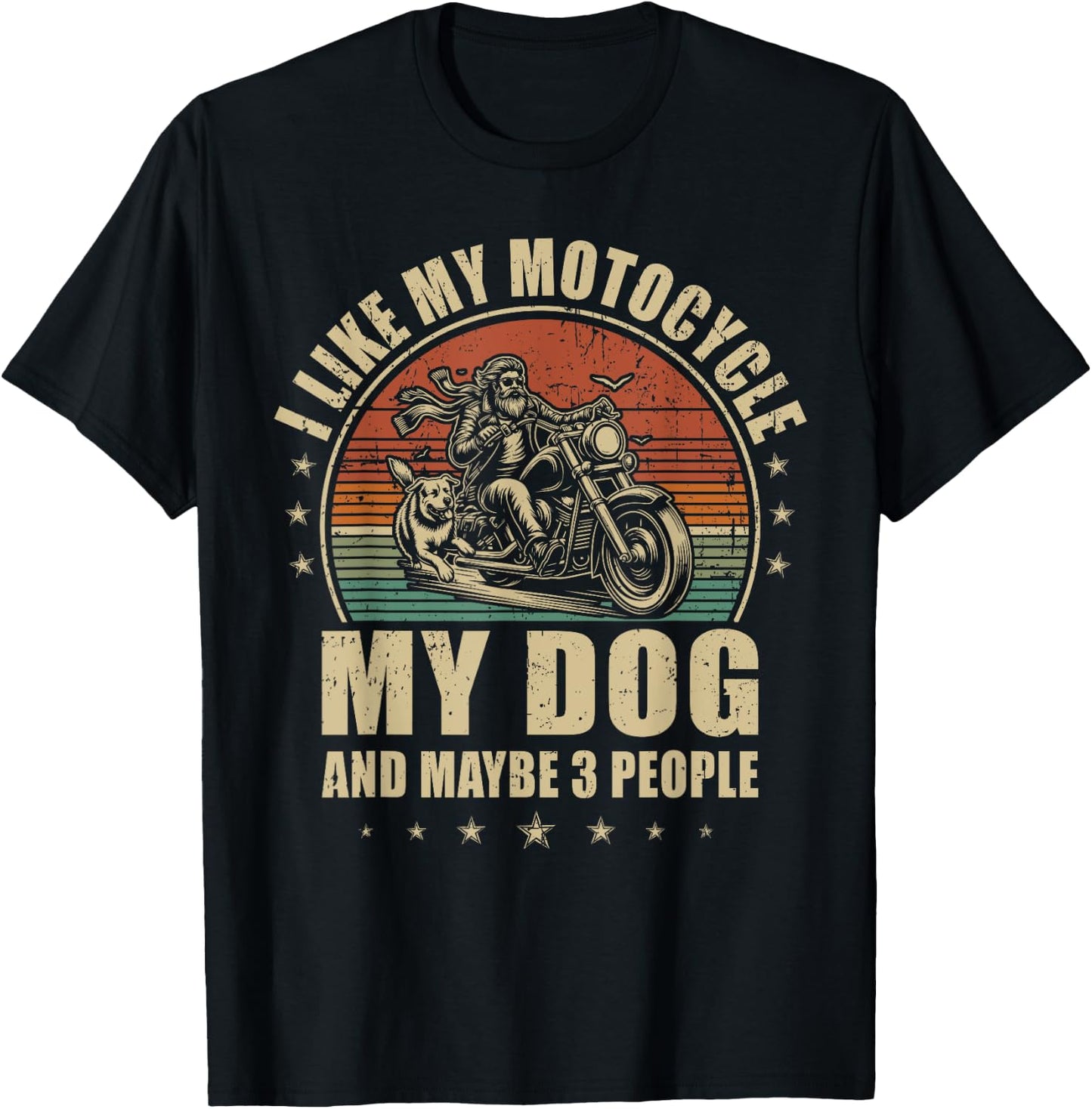 I like My Motorcycle, My Dog and Maybe 3 People Retro Women Girls Kids T-Shirt - T-Shirt | Black