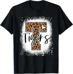 Leopard Tigers School Team Sports Fan Spirits Mascot T-Shirt - T-Shirt | Black