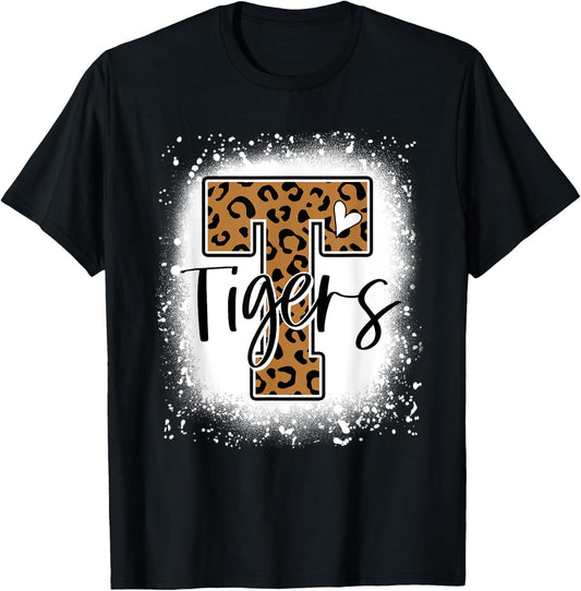 Leopard Tigers School Team Sports Fan Spirits Mascot T-Shirt - T-Shirt | Black