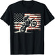 Dirt Bike American Flag Motocross Biker Vintage USA , Small, Black T-Shirt - T-Shirt | Black
