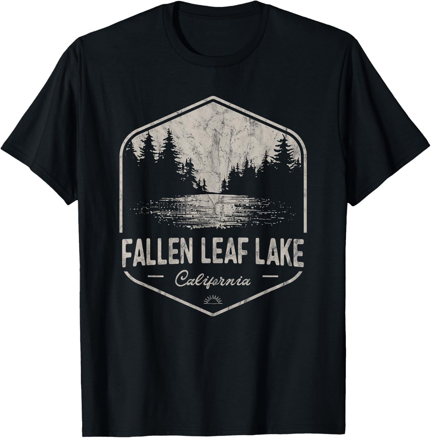Fallen Leaf Lake California Outdoors Vintage T-Shirt - T-Shirt | Black