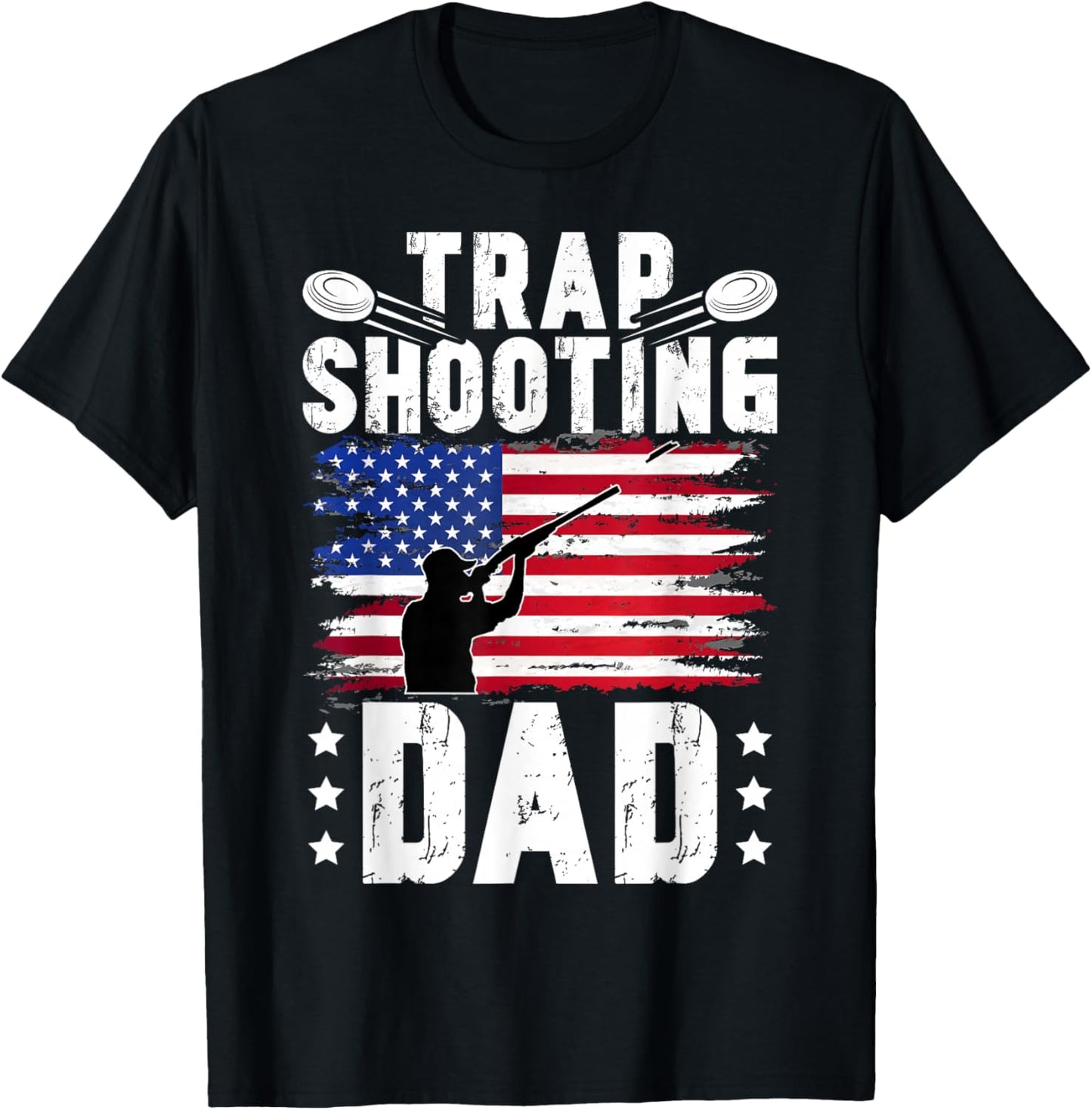 Trap Shooting Dad US Flag Trap Shooting Father T-Shirt - T-Shirt | Black