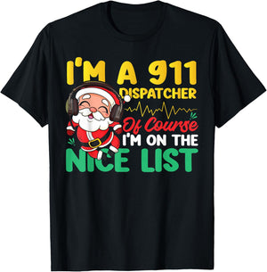 911 Dispatcher Thin Gold Yellow Line Christmas I'm A 911 T-Shirt - T-Shirt | Black