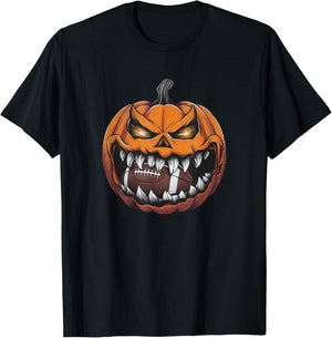 American Football Pumpkin Halloween Sport Fantasy Football T-Shirt - T-Shirt | Black