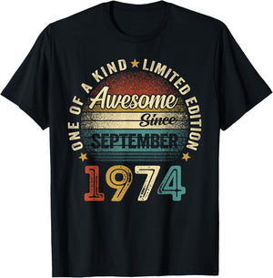 50 Year Old Vintage Born In September 1974 50th Birthday Men T-Shirt - T-Shirt | Black