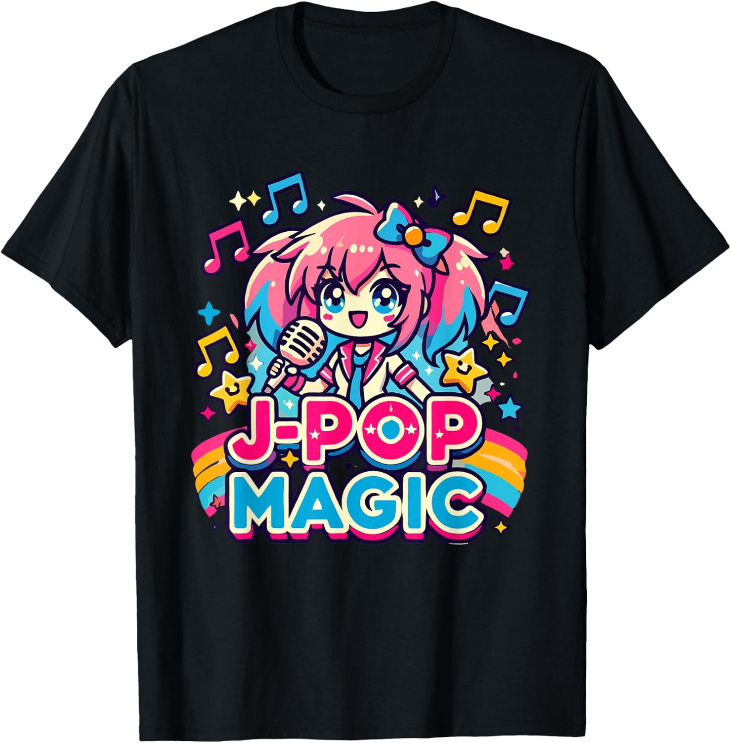 J-Pop Magic | Anime Japanese Pop Music| Cute Kawaii T-Shirt - T-Shirt | Black
