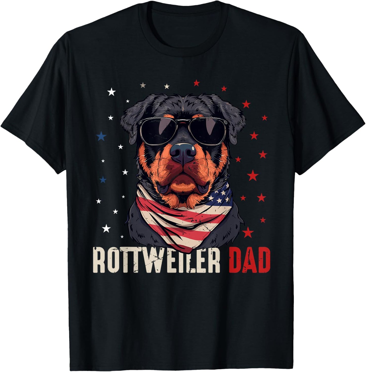 Funny Rottweiler Dad Usa Stars 4th Of July Fathers Day T-Shirt - T-Shirt | Black