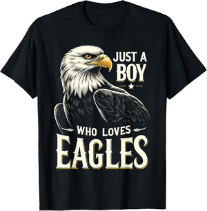 Just a Boy who loves Eagles T-Shirt - T-Shirt | Black