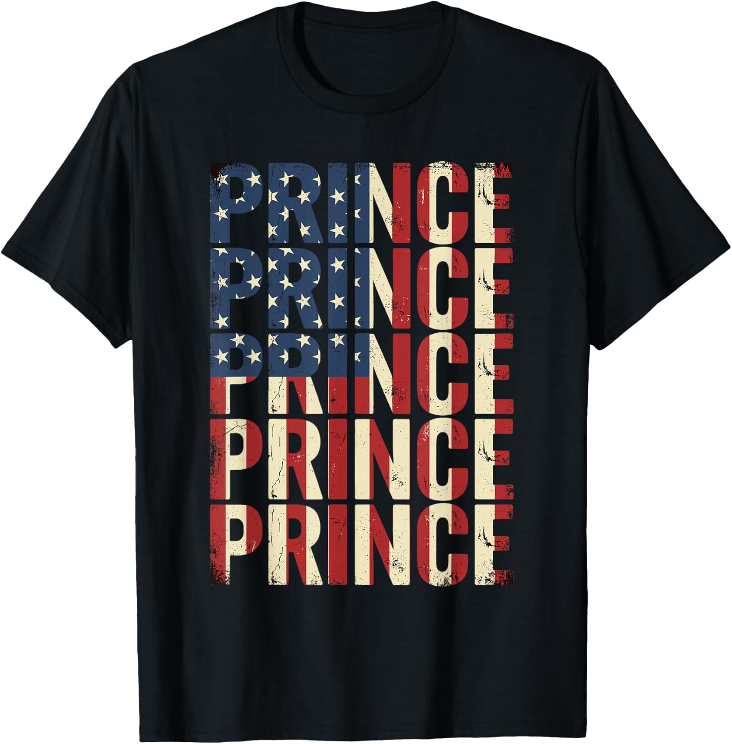 Prince American Flag Distressed Patriotic T-Shirt - T-Shirt | Black